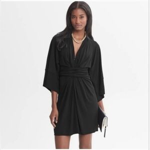 Banana Republic Issa London Black Jersey Dress Draped Long Wrap Tie